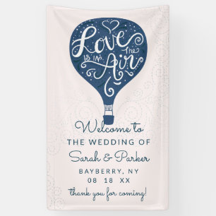 Hand Letter Navy Hot Air Balloon Wedding Welcome Banner