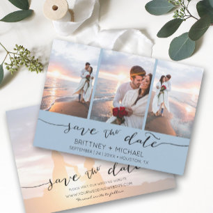 Hand Lettered 3 Image Dusty Blue Save The Date