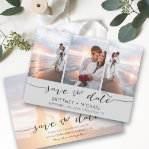 Hand Lettered 3 Image Light Grey Save The Date