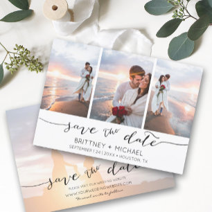 Hand Lettered 3 Image White Save The Date