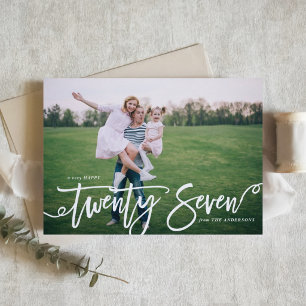 Hand Lettered A Very Happy New Year 2018 Photo Holiday Card