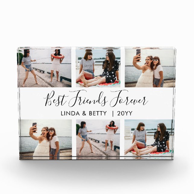 Hand Lettered Best Friends Forever 6 Photo Block. Block (Front)