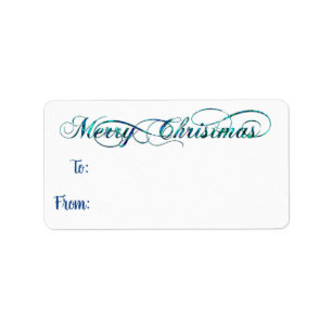 Hand Lettered Blue Navy Merry Christmas Modern Label