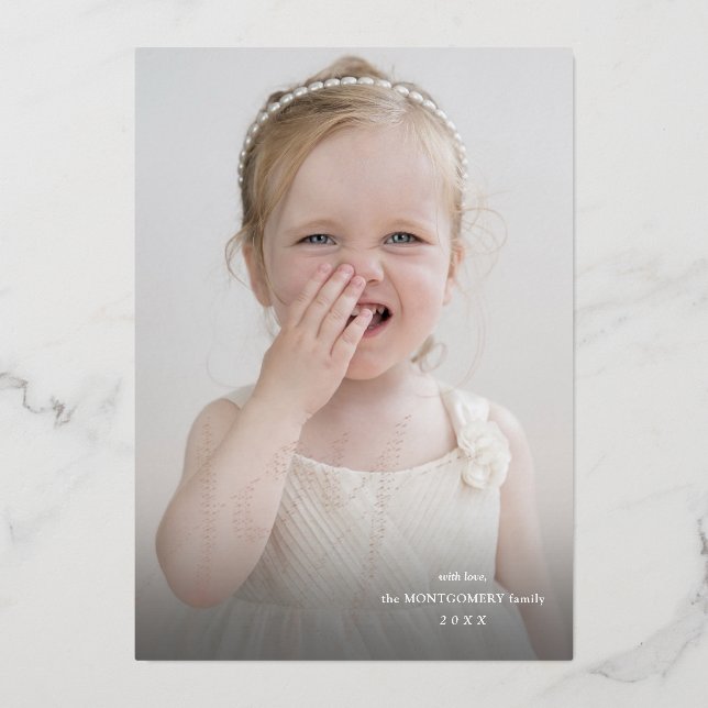 Hand Lettered Bold Foil Joy Photo Holiday Card (Front)