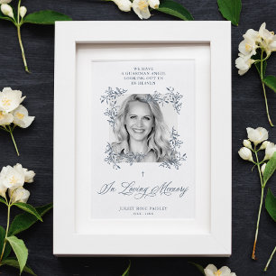 Hand Lettered Chest Flourish Gray Photo Memorial Poster