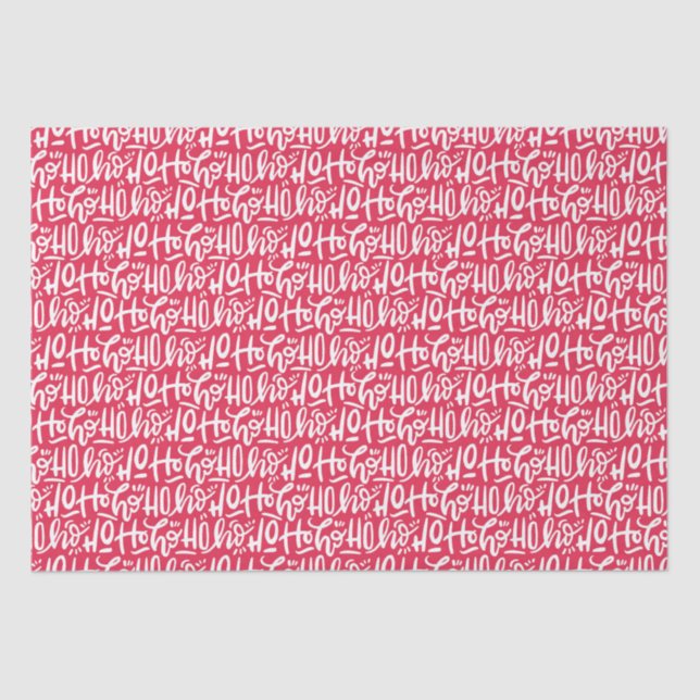 Hand-lettered Christmas Santa Ho Ho Ho Tissue Paper (Front)