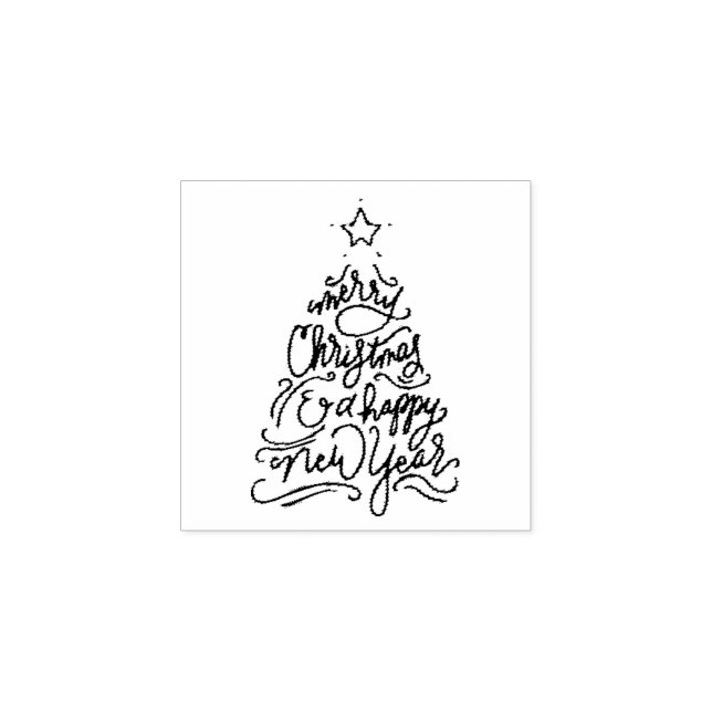 Hand Lettered Christmas Tree Rubber Stamp (Imprint)