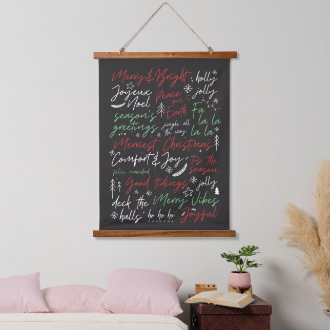 Hand-lettered Christmas Typography Hanging Tapestry (Bedroom)
