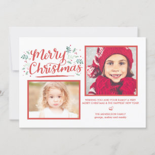 Hand Lettered Christmas Winter Watercolor Foliage Holiday Card