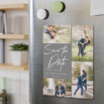 Hand Lettered Collage Save The Date Grey<br><div class="desc">Take your 4 best images from your engagement photo session. It features a hand lettering design that says Save the Date.</div>