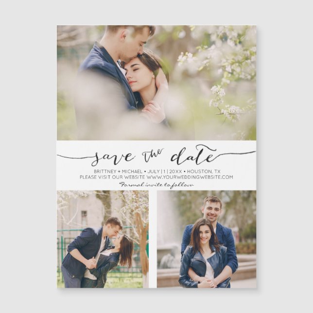Hand Lettered Collage Save the Date Magnet (Front)