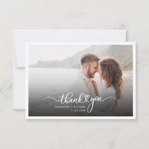 Hand-Lettered Couples Wedding Photo Modern Thank You Card