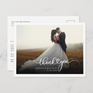 Hand-Lettered Couples Wedding Photo Postcard