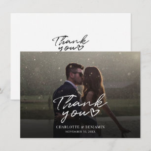 Hand-Lettered Couples Wedding Photo Thank You Card