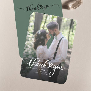 Hand-Lettered Couples Wedding Photo Thank You Card