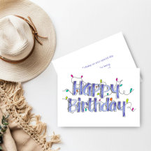 Hand Lettered Dusty Blue Happy Birthday Card 