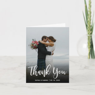 Hand Lettered Elegant Wedding Photo Thank You 