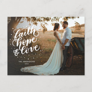 Hand Lettered Faith, Hope, and Love Photo  Holiday Postcard
