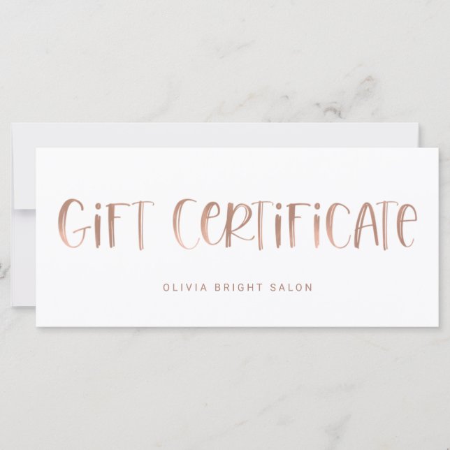 Hand Lettered Font Rose Gold | Gift Certificate (Front)