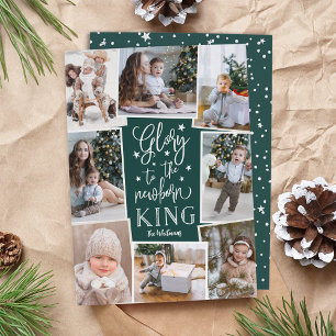 Hand Lettered Glory Multi Photo Collage Holiday Card
