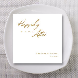 Hand Lettered Gold Happily Ever After Napkin