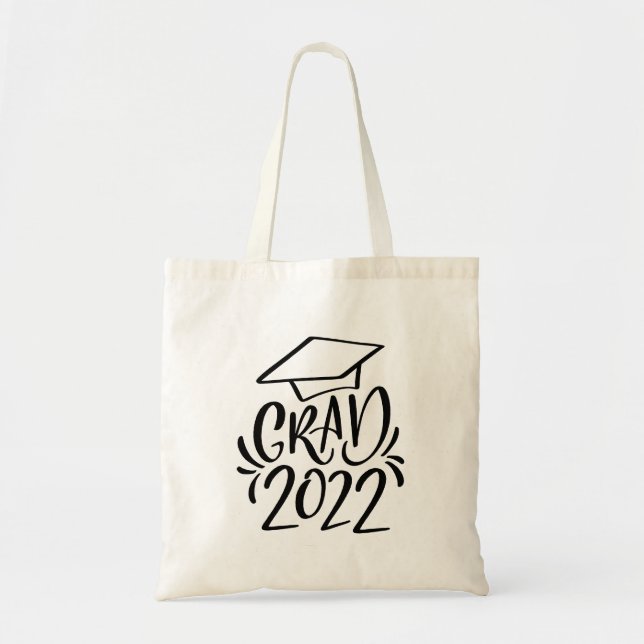 Hand-lettered Grad 2022 Cap Tote Bag (Front)