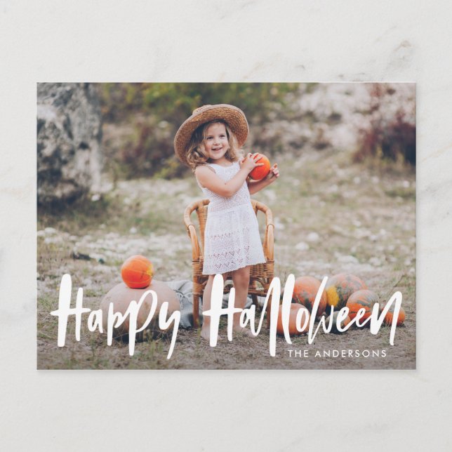 Hand-Lettered Halloween | Halloween Photo Postcard (Front)