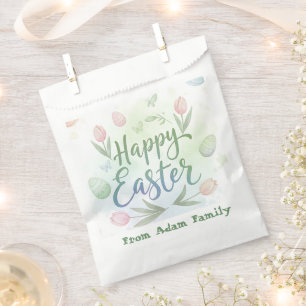 Hand-Lettered Happy Easter Watercolor Favour Bags