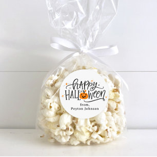 Hand Lettered Happy Halloween Classic Round Sticker