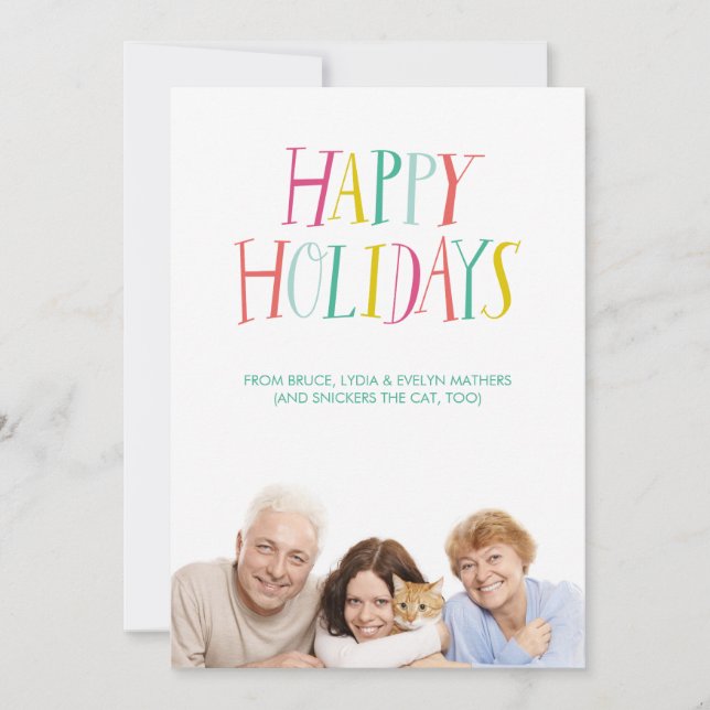 Hand Lettered Happy Holidays Photo Card (Front)