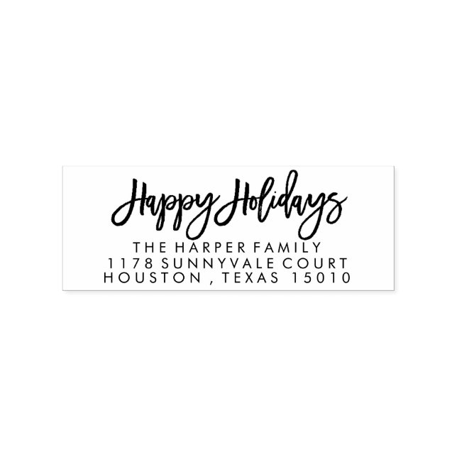 Hand-Lettered Happy Holidays Return Address Stamp (Imprint)