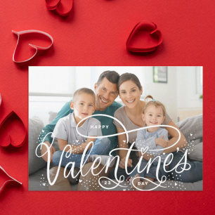 Hand-lettered Happy Valentine's Day Photo Holiday Card