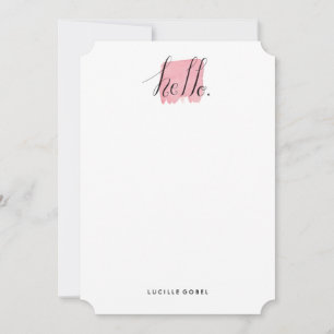 Hand Lettered Hello Modern Personalised Stationery Note Card