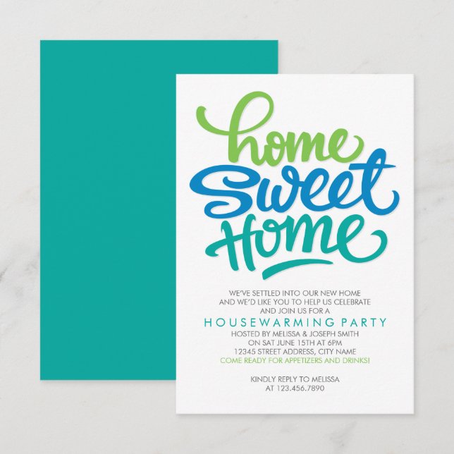 HAND LETTERED HOME SWEET HOME | HOUSEWARMING PARTY INVITATION (Front/Back)