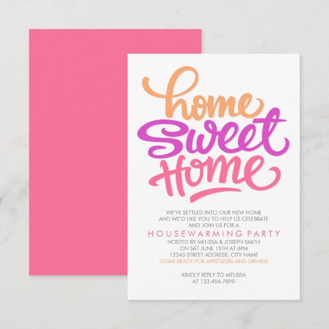 HAND LETTERED HOME SWEET HOME | HOUSEWARMING PARTY INVITATION (Front/Back)