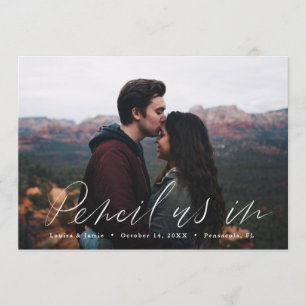 Hand Lettered Horizontal Photo Save the Date Invitation