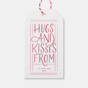 Hand-lettered Hugs and Kisses Valentine's Day Gift Tags