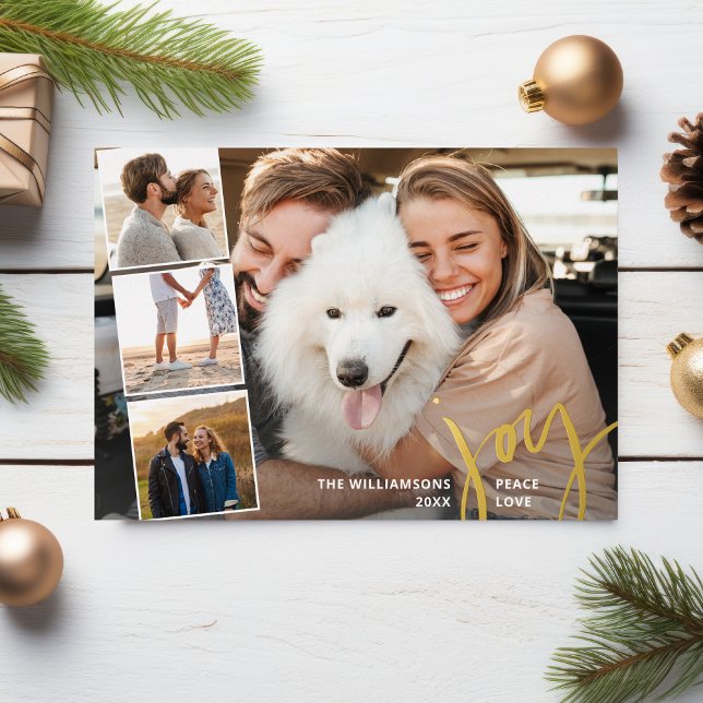 Hand Lettered Joy Peace Love Photo Collage Gold  (Creator Uploaded)