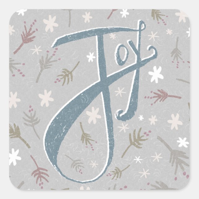 Hand Lettered Joy Square Sticker (Front)