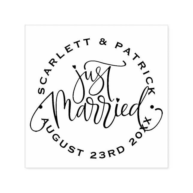 Hand Lettered Just Married Announcement Self-inking Stamp (Design)