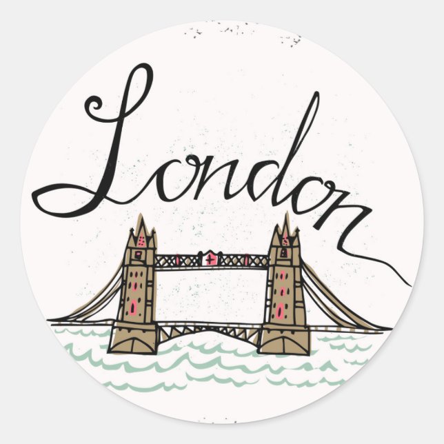 Hand Lettered London Bridge Classic Round Sticker (Front)