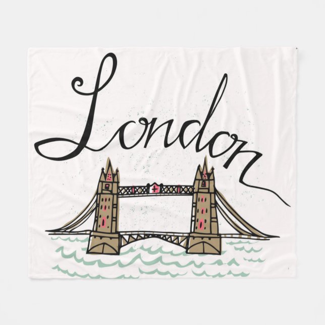 Hand Lettered London Bridge Fleece Blanket (Front (Horizontal))