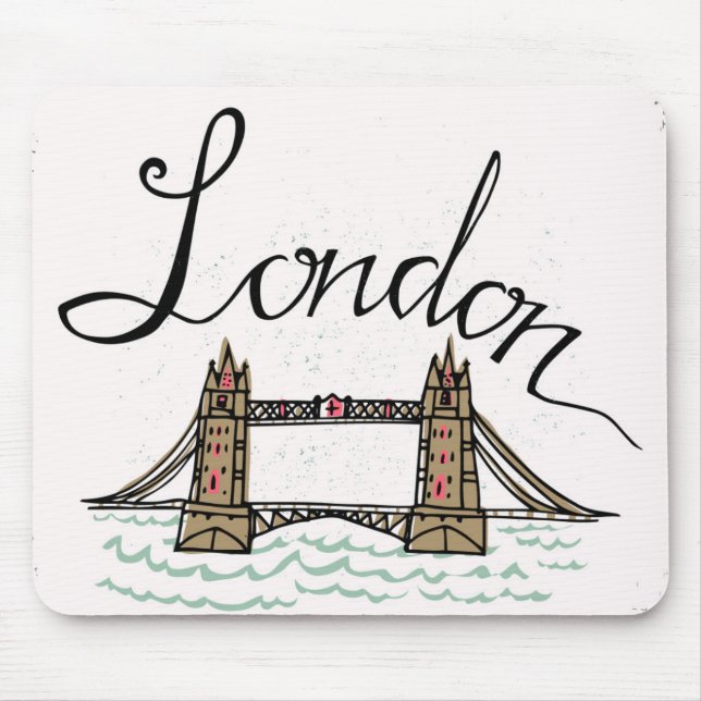 Hand Lettered London Bridge Mouse Mat (Front)