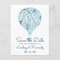 Hand Lettered Love Blue Balloon Save the Date