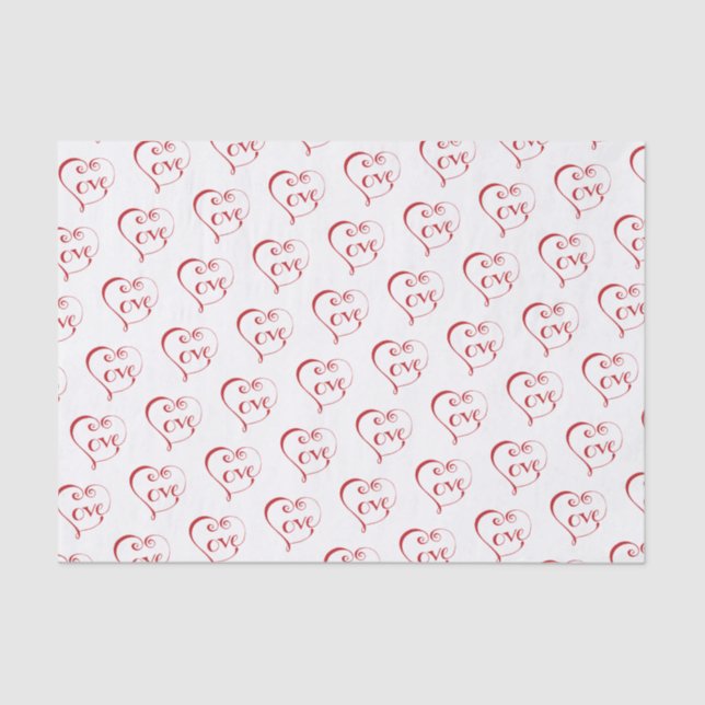 Hand Lettered Love Heart in Red Tissue Paper (Front)