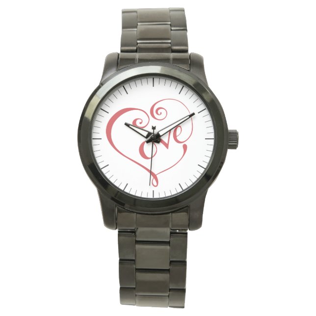 Hand Lettered Love Heart in Red Watch (Front)
