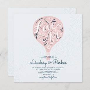 Hand Lettered Love Light Pink Wedding Square Invitation