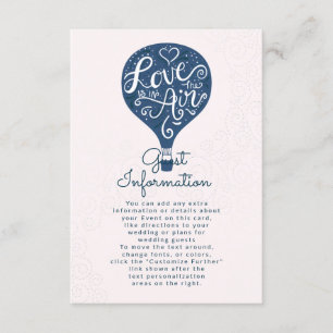 Hand Lettered Love Navy Wedding Information Enclosure Card
