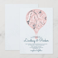 Hand Lettered Love Pink Hot Air Balloon Wedding