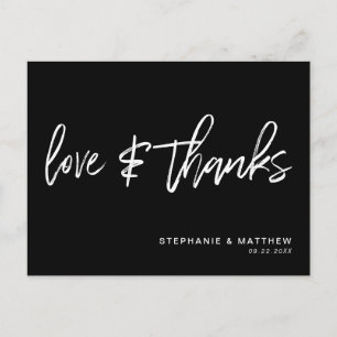 Hand-Lettered Love Thanks Modern Black Postcard